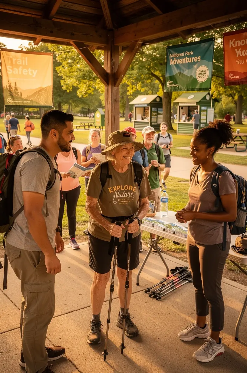 Карточка с пошаговым маршрутом путешествия по национальному парку с указанием времени и точек остановок.